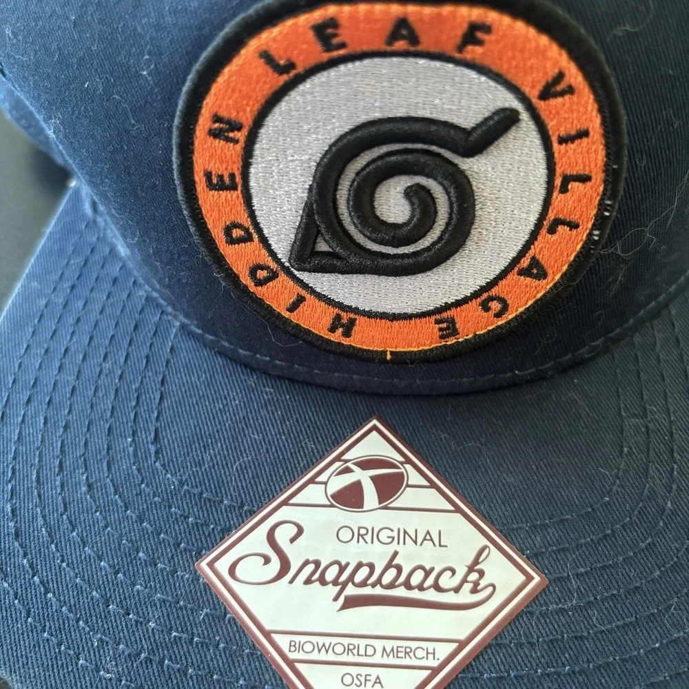 Naruto Konoha‎ Hidden Leaf Village Swirl Logo SnapBack Hat Cap OSFM Blue Orange
